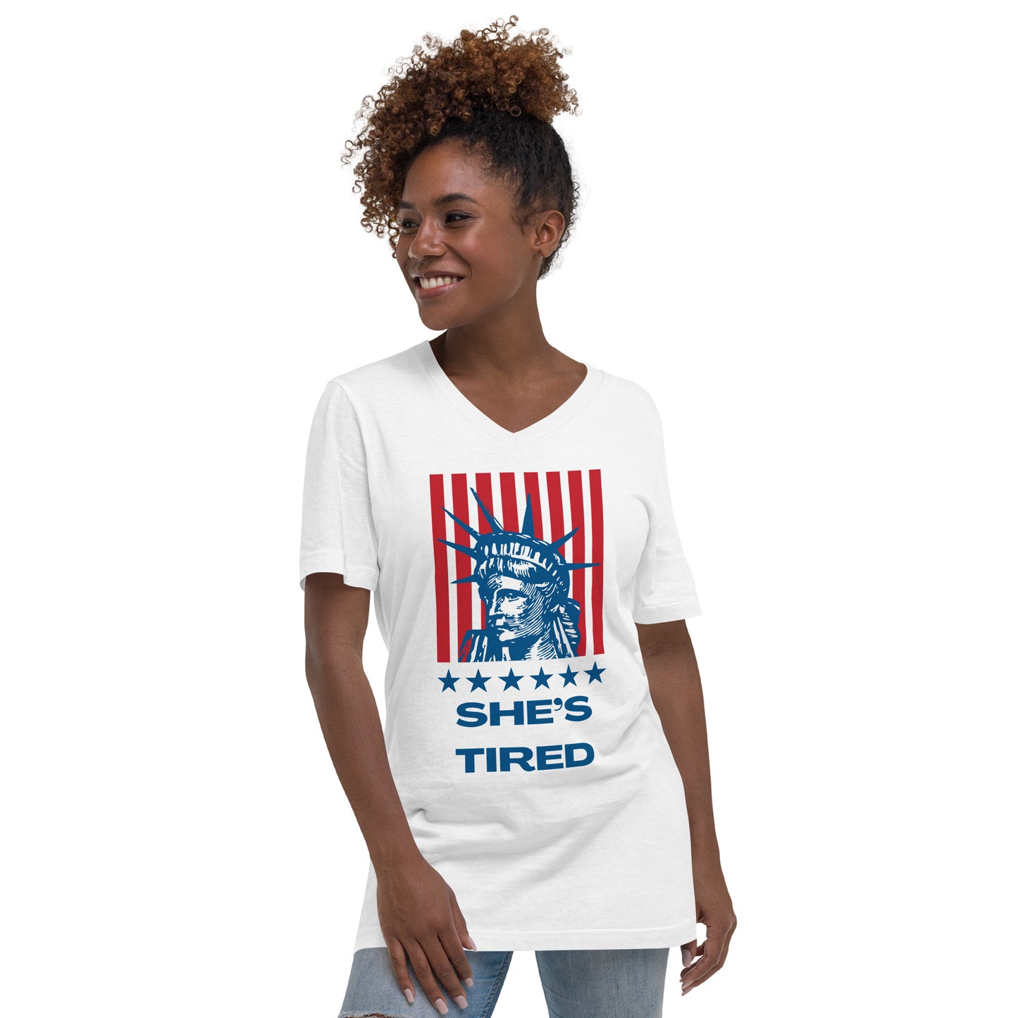 She's Tired Unisex V-Neck T-Shirt